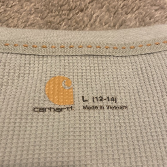 Carhartt Women’s Medium Thermal Henley T Shirt Pullover Green Argyle Size Large - Picture 5 of 7